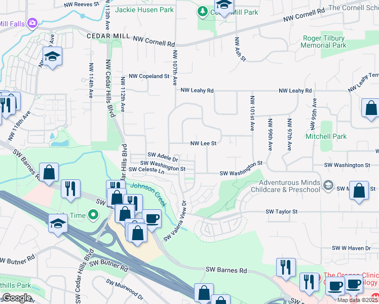 map of restaurants, bars, coffee shops, grocery stores, and more near 34 Southwest 106th Place in Portland