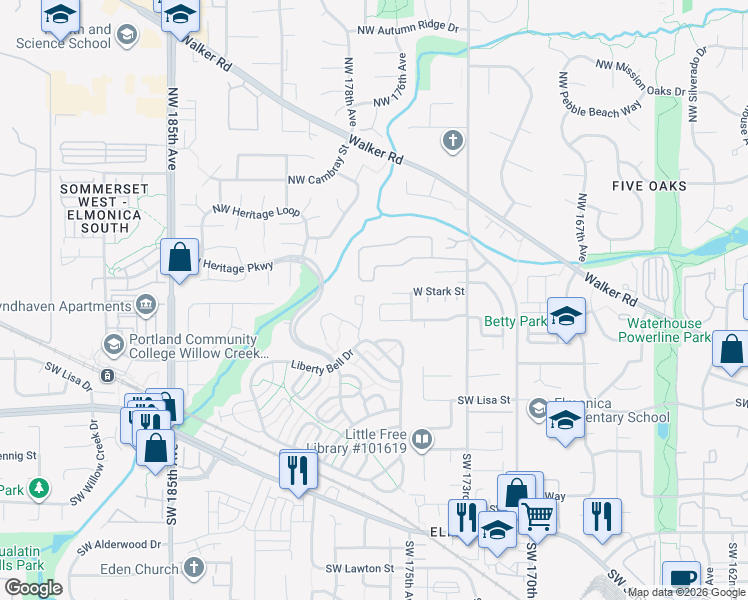 map of restaurants, bars, coffee shops, grocery stores, and more near 69 Southwest Horton Way in Beaverton