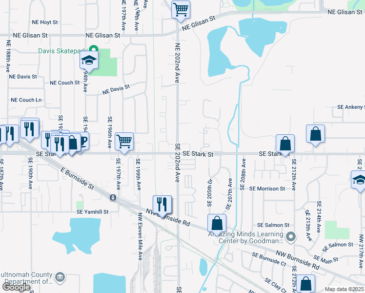 map of restaurants, bars, coffee shops, grocery stores, and more near 468 Southeast 202nd Avenue in Portland