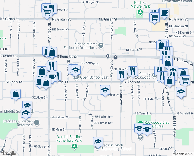 map of restaurants, bars, coffee shops, grocery stores, and more near in Gresham