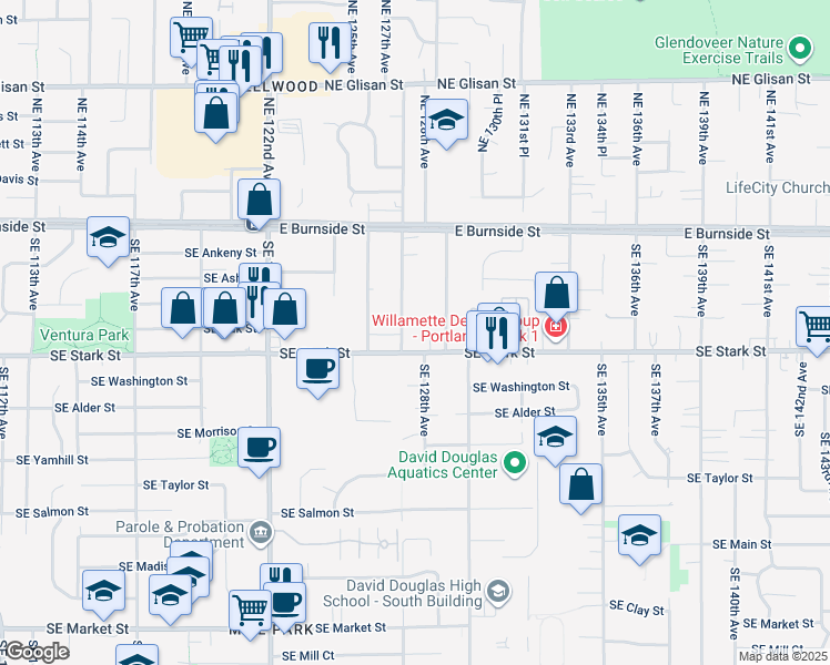 map of restaurants, bars, coffee shops, grocery stores, and more near in Portland
