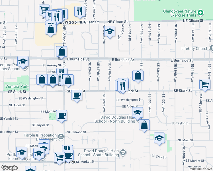 map of restaurants, bars, coffee shops, grocery stores, and more near in Portland