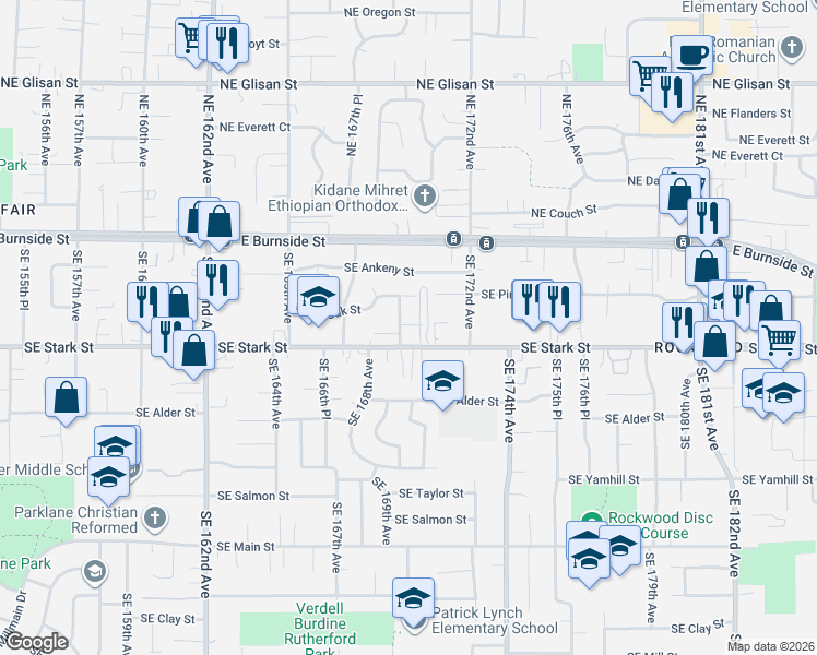 map of restaurants, bars, coffee shops, grocery stores, and more near in Gresham
