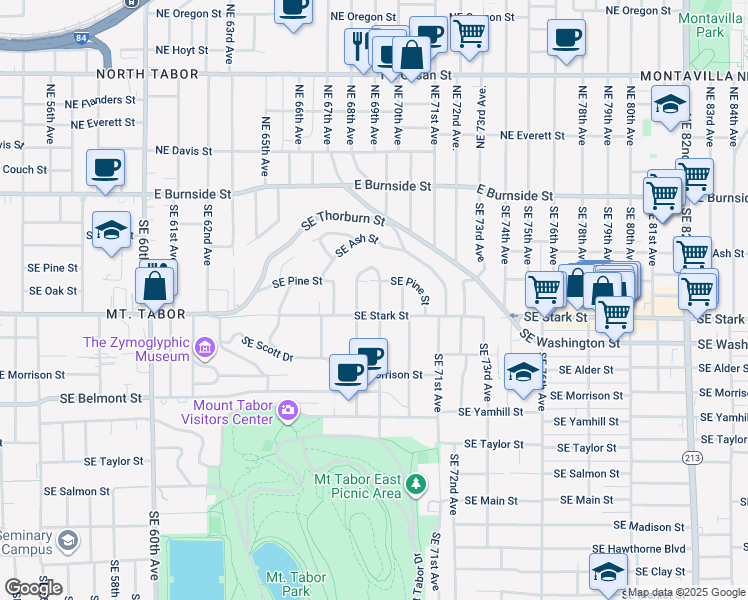 map of restaurants, bars, coffee shops, grocery stores, and more near 514 Southeast 69th Avenue in Portland