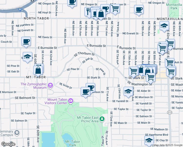map of restaurants, bars, coffee shops, grocery stores, and more near 514 Southeast 69th Avenue in Portland
