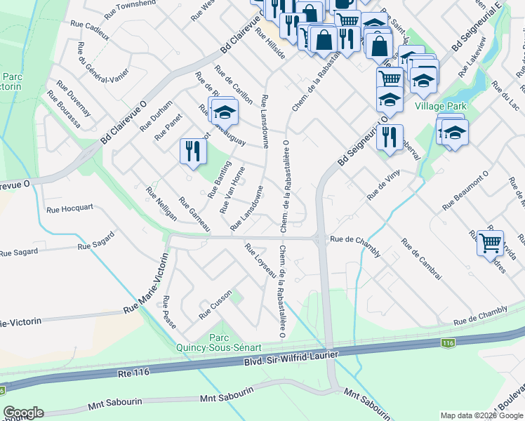map of restaurants, bars, coffee shops, grocery stores, and more near 1670 Rue Ringuet in Saint-Bruno-de-Montarville