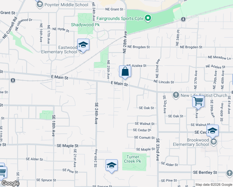 map of restaurants, bars, coffee shops, grocery stores, and more near 240 Southeast 26th Avenue in Hillsboro