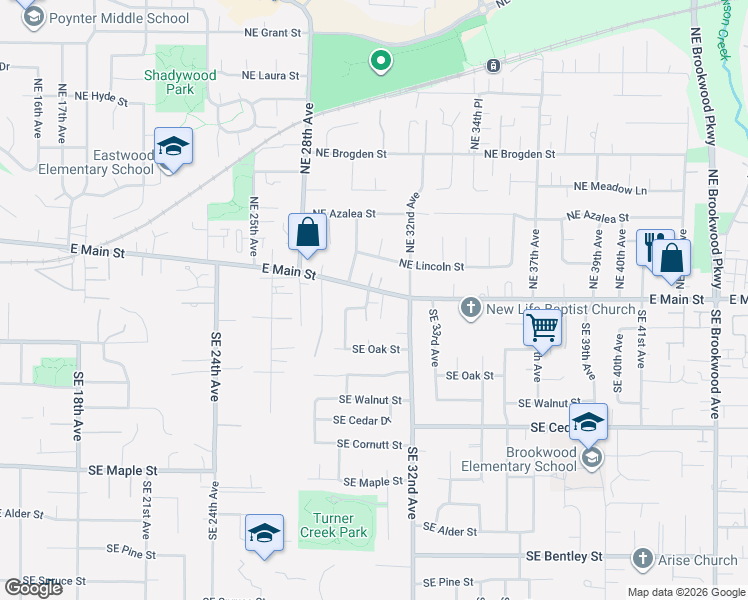 map of restaurants, bars, coffee shops, grocery stores, and more near 166 Southeast 30th Avenue in Hillsboro