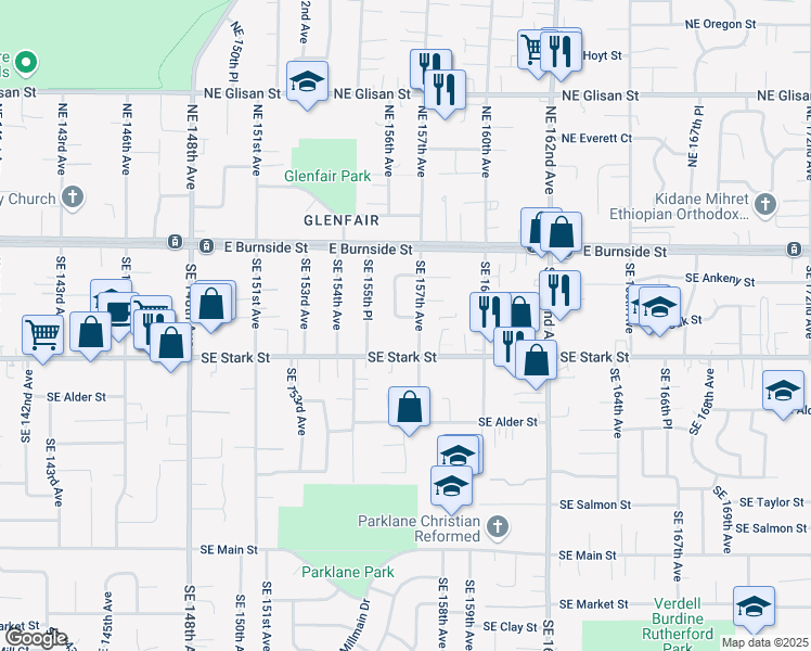 map of restaurants, bars, coffee shops, grocery stores, and more near 354 Southeast Ankeny Circle in Portland