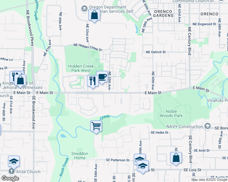 map of restaurants, bars, coffee shops, grocery stores, and more near 112 Northeast Porto Way in Hillsboro
