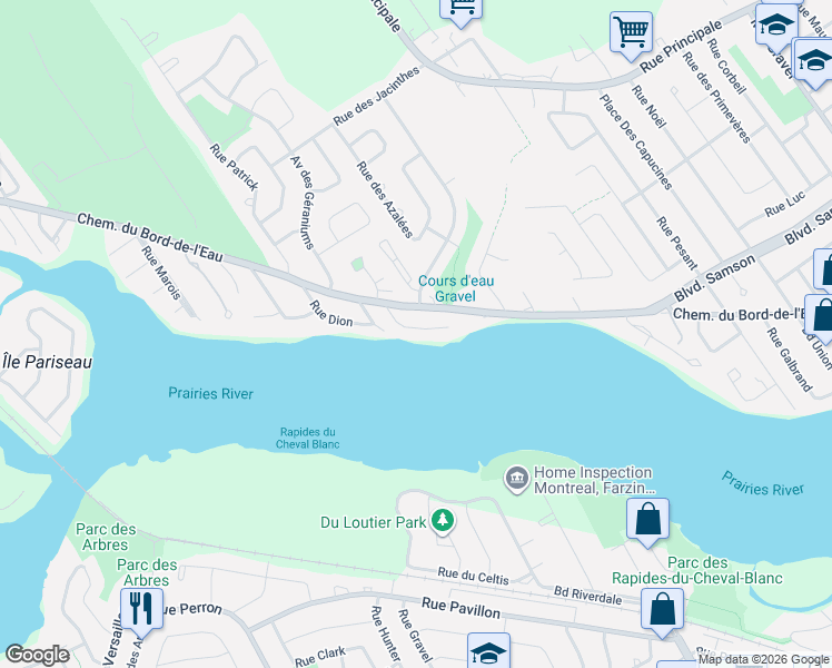 map of restaurants, bars, coffee shops, grocery stores, and more near 1000 Rue Fauvel in Laval