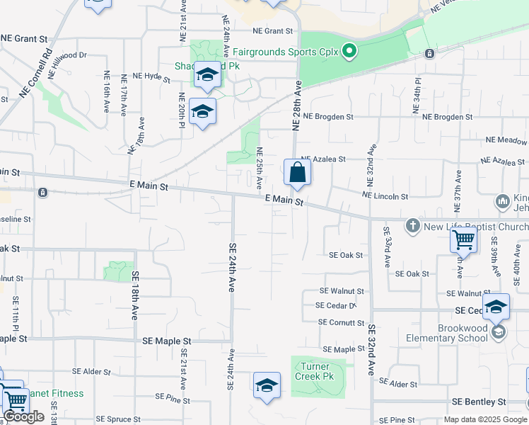 map of restaurants, bars, coffee shops, grocery stores, and more near 193 Southeast 26th Avenue in Hillsboro