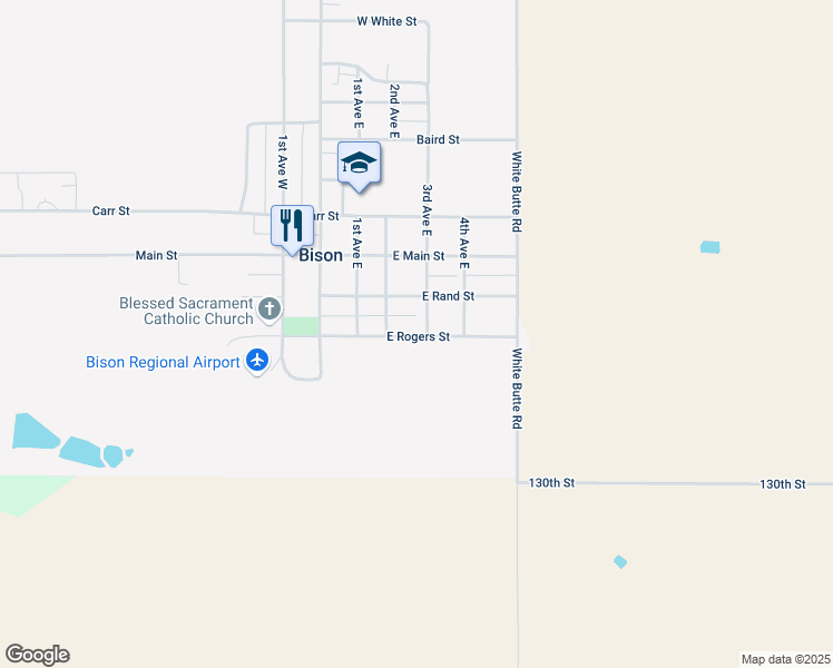 map of restaurants, bars, coffee shops, grocery stores, and more near in Bison
