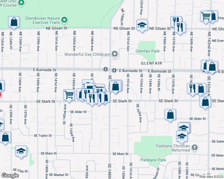 map of restaurants, bars, coffee shops, grocery stores, and more near 261 Southeast 148th Avenue in Portland
