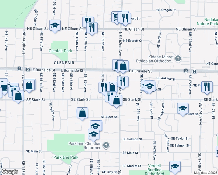 map of restaurants, bars, coffee shops, grocery stores, and more near 295 Southeast 162nd Avenue in Portland