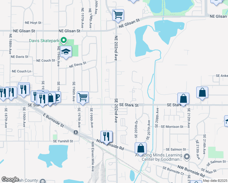 map of restaurants, bars, coffee shops, grocery stores, and more near 301 SE 202nd Ave in Portland