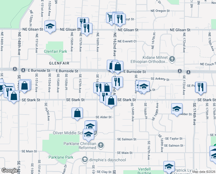 map of restaurants, bars, coffee shops, grocery stores, and more near 295 Southeast 162nd Avenue in Portland