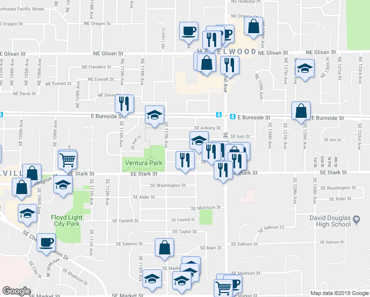 map of restaurants, bars, coffee shops, grocery stores, and more near in Portland