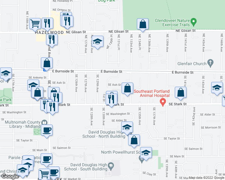 map of restaurants, bars, coffee shops, grocery stores, and more near 3rd Street in Portland
