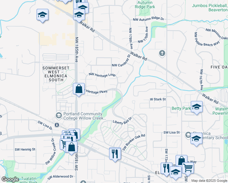 map of restaurants, bars, coffee shops, grocery stores, and more near 110 NW 180th Ave in Beaverton