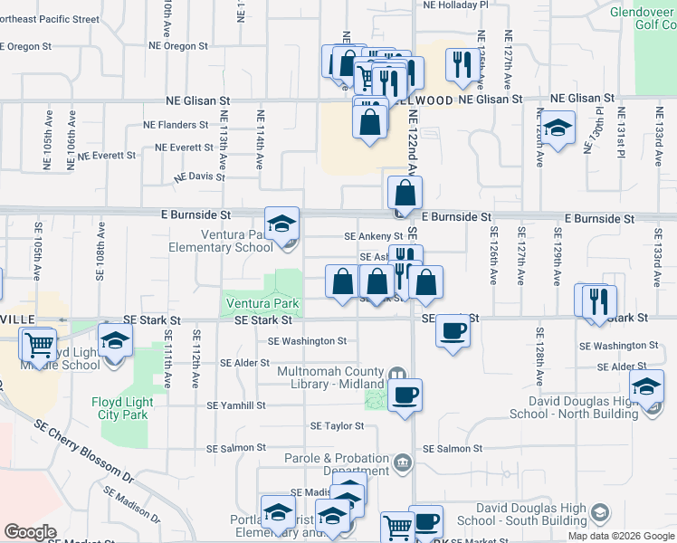 map of restaurants, bars, coffee shops, grocery stores, and more near in Portland