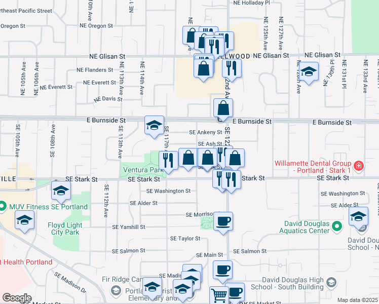 map of restaurants, bars, coffee shops, grocery stores, and more near in Portland