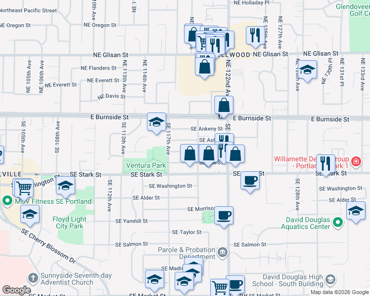map of restaurants, bars, coffee shops, grocery stores, and more near in Portland