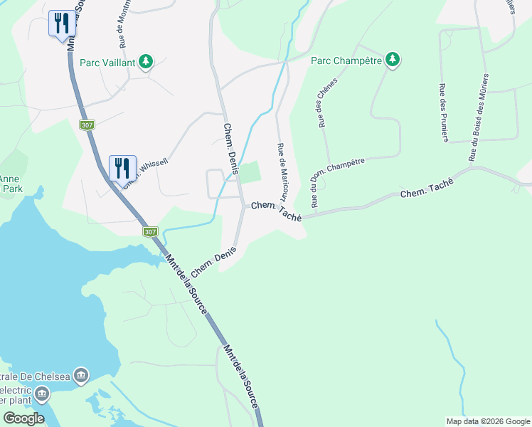 map of restaurants, bars, coffee shops, grocery stores, and more near 16 Chemin Taché in Gatineau