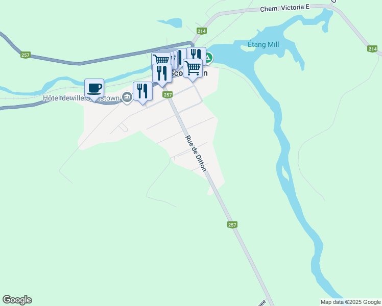 map of restaurants, bars, coffee shops, grocery stores, and more near 98 Rue de Ditton in Scotstown