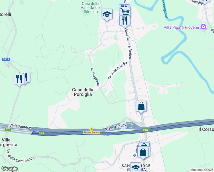 map of restaurants, bars, coffee shops, grocery stores, and more near 21 Via Lipari in Vicenza