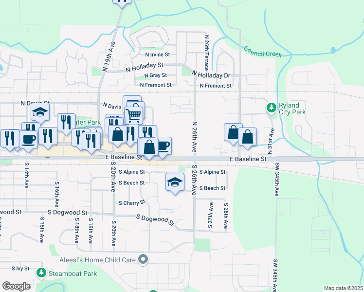 map of restaurants, bars, coffee shops, grocery stores, and more near in Cornelius