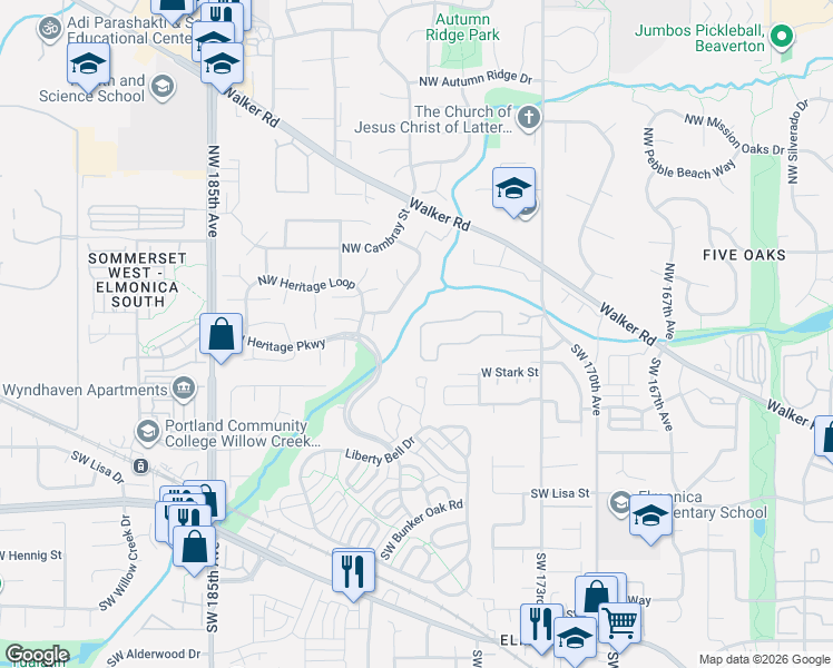 map of restaurants, bars, coffee shops, grocery stores, and more near 17683 Northwest Shady Fir Loop in Beaverton