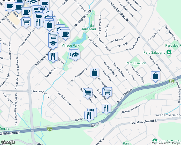 map of restaurants, bars, coffee shops, grocery stores, and more near 1970 Rue Mcintosh in Saint-Bruno-de-Montarville