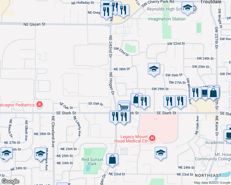 map of restaurants, bars, coffee shops, grocery stores, and more near 2006-2008 Northeast 33rd Street in Gresham