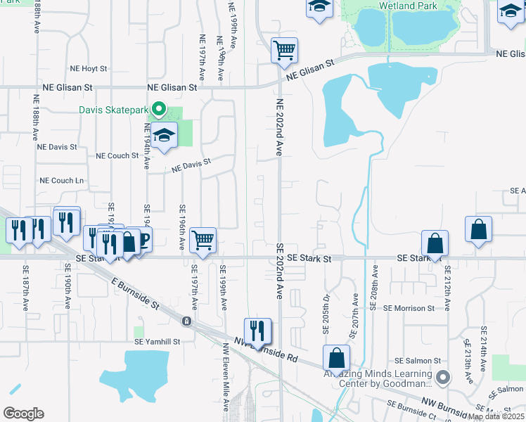 map of restaurants, bars, coffee shops, grocery stores, and more near 301 Southeast 202nd Avenue in Portland