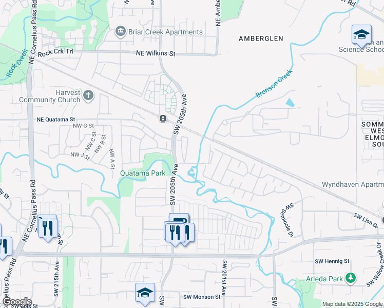 map of restaurants, bars, coffee shops, grocery stores, and more near 20459 Northwest Anzalone Drive in Beaverton