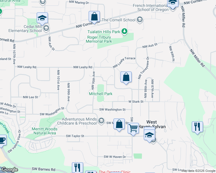 map of restaurants, bars, coffee shops, grocery stores, and more near 268 Northwest 93rd Place in Portland