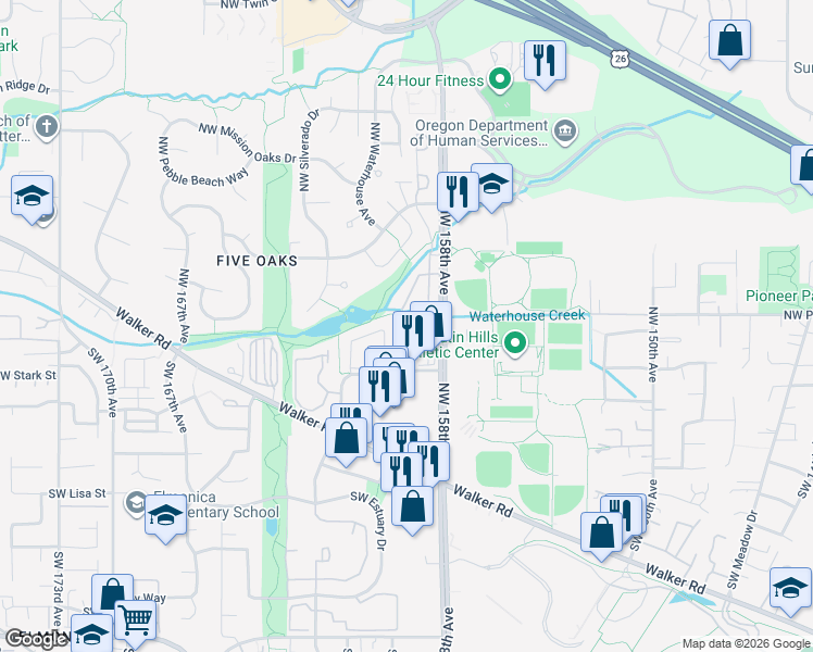 map of restaurants, bars, coffee shops, grocery stores, and more near 310 Northwest Island Circle in Beaverton