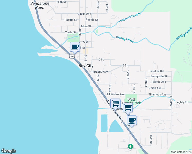 map of restaurants, bars, coffee shops, grocery stores, and more near 8970 7th Street in Bay City