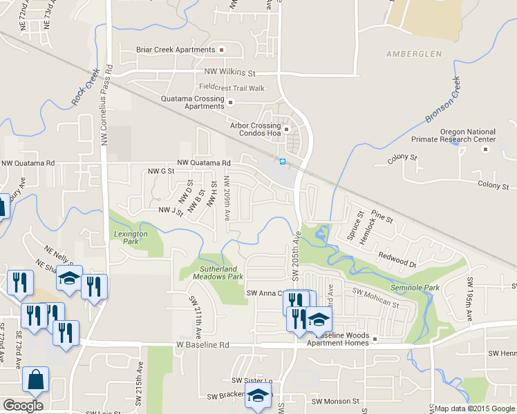 map of restaurants, bars, coffee shops, grocery stores, and more near 20674 Northwest Sedona Lane in Beaverton