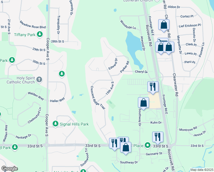 map of restaurants, bars, coffee shops, grocery stores, and more near 3002 15th Avenue South in St. Cloud