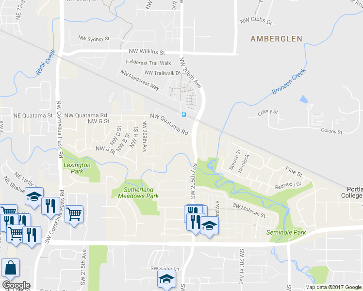 map of restaurants, bars, coffee shops, grocery stores, and more near 20578 Northwest Sedona Lane in Beaverton