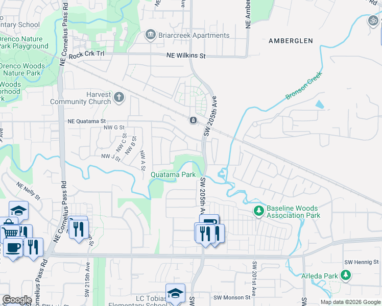 map of restaurants, bars, coffee shops, grocery stores, and more near 20578 Northwest Sedona Lane in Beaverton