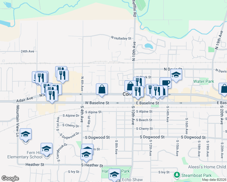 map of restaurants, bars, coffee shops, grocery stores, and more near 299 North 7th Avenue in Cornelius