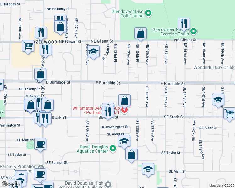map of restaurants, bars, coffee shops, grocery stores, and more near 30 Southeast 131st Place in Portland
