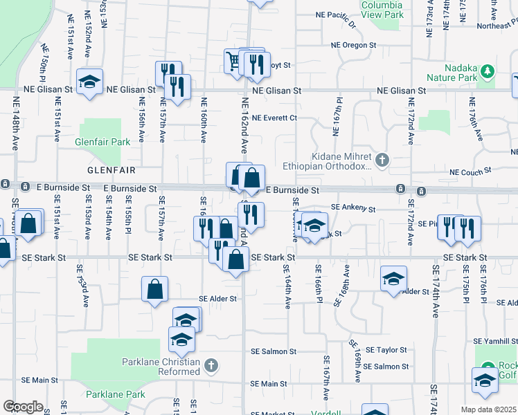 map of restaurants, bars, coffee shops, grocery stores, and more near in Gresham