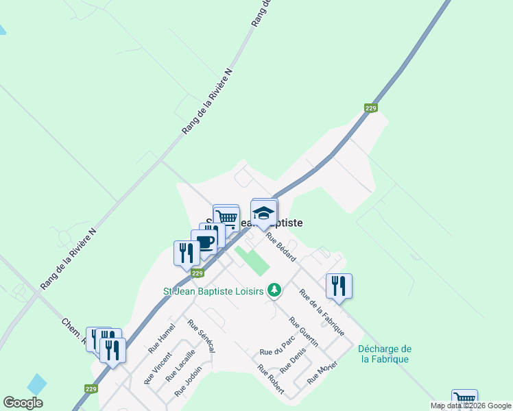 map of restaurants, bars, coffee shops, grocery stores, and more near 2960 Rue Principale in Saint-Jean-Baptiste