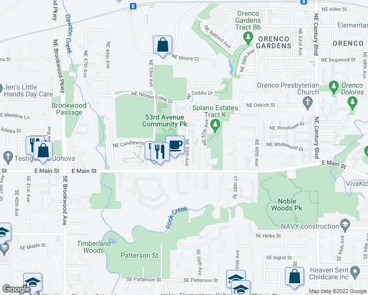 map of restaurants, bars, coffee shops, grocery stores, and more near 144 Northeast Ocean Loop in Hillsboro