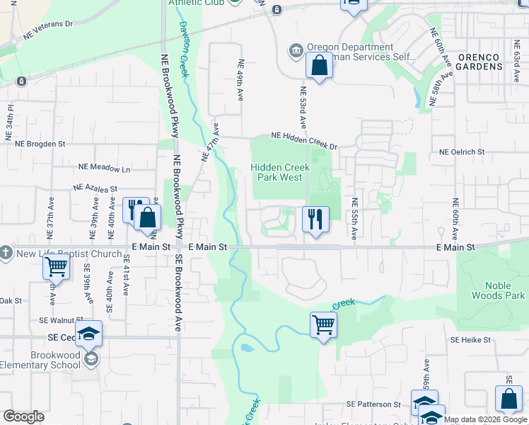 map of restaurants, bars, coffee shops, grocery stores, and more near 5016 Northeast Candlewood Place in Hillsboro