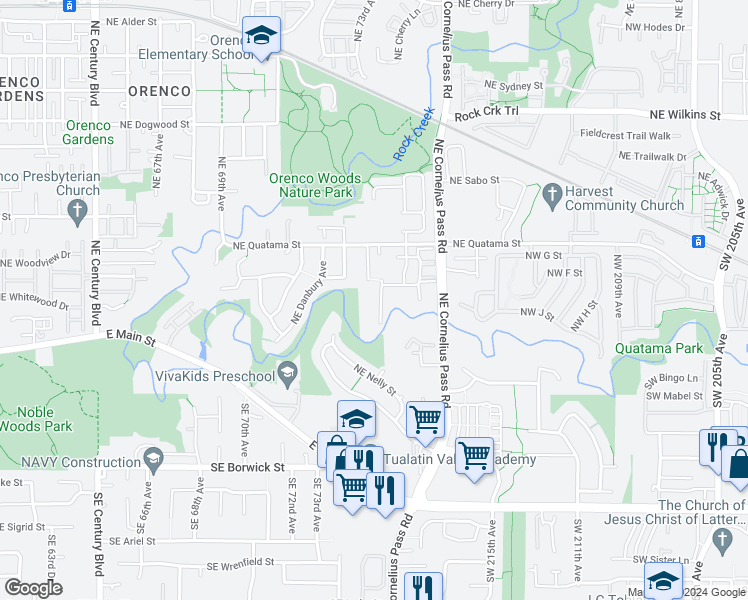 map of restaurants, bars, coffee shops, grocery stores, and more near 149 Northeast 75th Avenue in Hillsboro